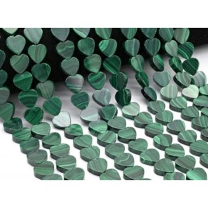 Бусины из малахита сердце 14*14мм, 40см, 35 бусин, 34,7г