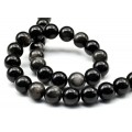 Бусины из обсидиана седого шарик 12мм, 38см, 32 бусины