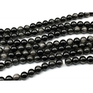 Бусины из обсидиана седого шарик 10мм, 38см, 38 бусин
