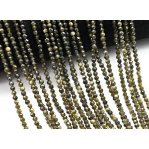Бусины из обсидиана золотого гр.2мм, 40см, 160 бусин