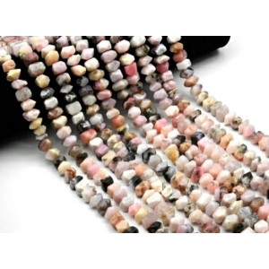 Бусины из опала розового галтовка 10*7мм, 38см, 54 бусины