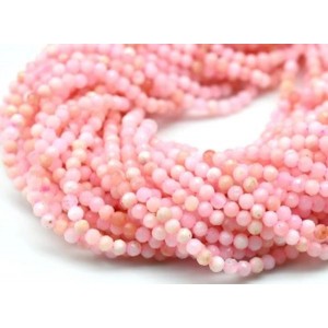Бусины из опала розового шарик гр.2мм, 38см, 210 бусин