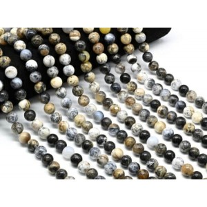 Бусины из опала дендритового шарик 10мм, 39см, 39 бусин