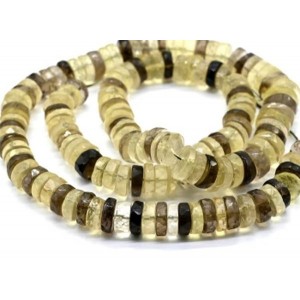 Бусины из топаза лимонного и раухтопаз диски гр.8*3мм, 42см, 145 бусин, 50,9г