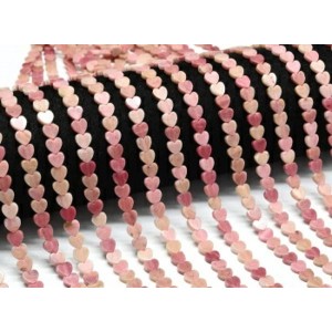 Бусины из родонита сердце 6*6мм, 39см, 70 бусин