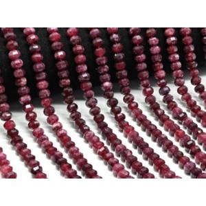 Бусины из кальцита рондель с гранями 8*6мм цвет рубин, 38мм, 65 бусин
