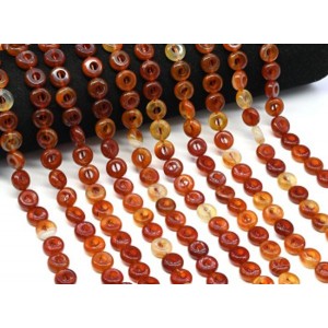 Бусины из сердолика бублики 10*5мм, 39см, 39 бусин