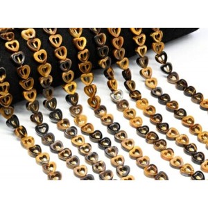 Бусины из тигрового глаза сердце 10*10мм, 37см, 40 бусин