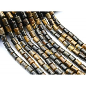 Бусины из тигрового глаза цилиндр 10*14мм, 40см, 28 бусин