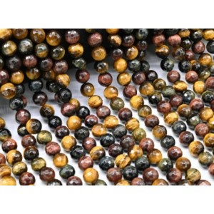 Бусины из тигрового, бычьего, соколиного глаза шарик гр.8мм, 39см, 48 бусин