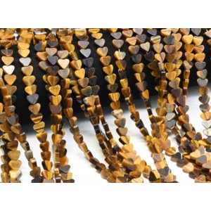 Бусины из тигрового глаза сердце 7*6мм, 38см, 60 бусин