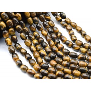 Бусины из тигрового глаза бочонок 10*14мм, 39см, 28 бусин