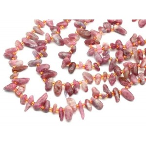 Бусины из турмалина розового галтовка 5*14мм, 37см, 55 бусин