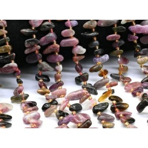 Бусины из турмалина галтовка 5*14мм, 37см, 55 бусин