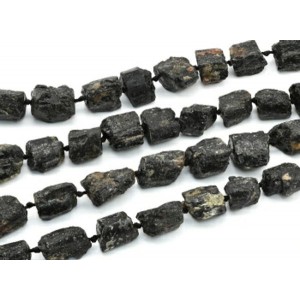 Бусины из турмалина шерл галтовка 25*30мм, 43см, 12 бусин