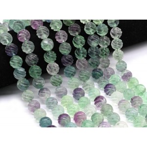 Бусины из флюорита шарик резной 12мм, 39см, 32 бусины