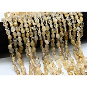 Бусины из рутилового кварца (волосатик золотой) галтовка 7*10мм, 40см, 49 бусин