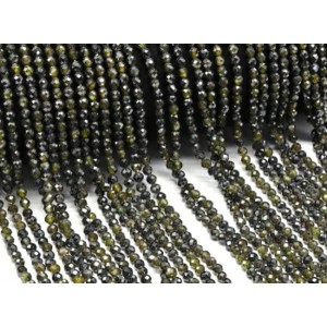 Бусины из фианита шарик гр.4мм, цвет зеленый темный, 37см, 96 бусин (иск.)
