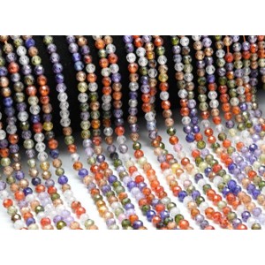 Бусины из фианита шарик гр.4мм, цвет ассорти, 37см, 96 бусин (иск.)