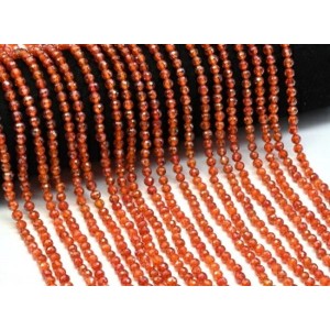 Бусины из фианита шарик гр.4мм, цвет оранжевый, 37см, 96 бусин (иск.)