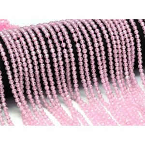 Бусины из фианита шарик гр.4мм, цвет розовый, 37см, 96 бусин (иск.)