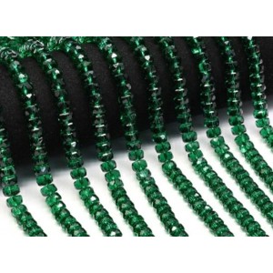 Бусины из циркона рондель гр.8мм цвет зеленый, 38см, 77 бусин (иск.)