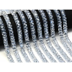 Бусины из циркона рондель гр.8мм цвет голубой, 38см, 77 бусин (иск.)