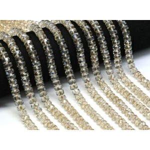 Бусины из циркона рондель гр.8мм цвет шампань, 38см, 77 бусин (иск.)