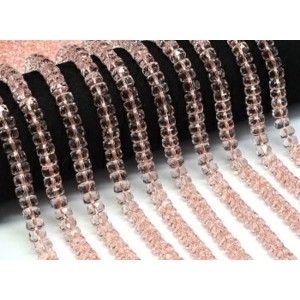 Бусины из циркона рондель гр.8мм цвет розовый, 38см, 77 бусин (иск.)