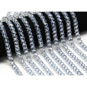 Бусины из циркона рондель гр.8мм цвет голубой, 38см, 64 бусины (иск.)