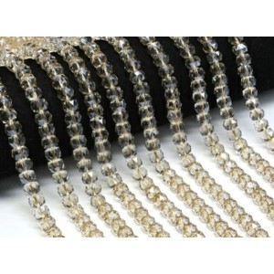 Бусины из циркона рондель гр.8мм цвет шампань, 38см, 64 бусины (иск.)