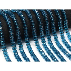 Бусины из циркона рондель гр.8мм цвет синий, 38см, 77 бусин (иск.)