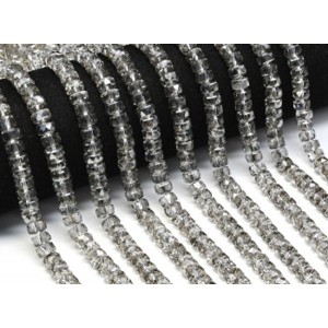 Бусины из циркона рондель гр.8мм цвет дымчатый, 38см, 77 бусин (иск.)