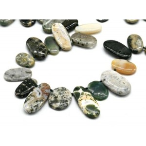 Океаническая яшма бусины овалы 15-40мм, 40см, 25 бусин Океаническая яшма бусины овалы 15-40мм, 40см, 25 бусин
