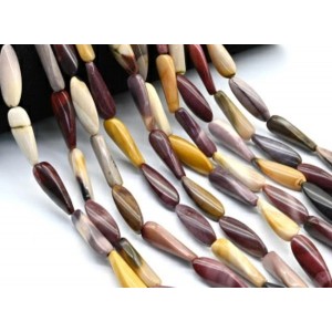 Бусины из яшмы мукаит овал крученый 10*30мм, 41см, 14 бусин