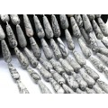 Бусины из яшмы серой капля 10*30мм, 40см, 13 бусин