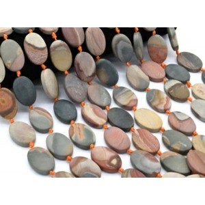 Бусины из яшмы уральской "gray" матовой овал 20*30мм, 42см, 12 бусин