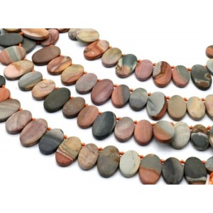 Бусины из яшмы уральской матовой овал 20*30мм, 22*35мм, 40см, 20 бусин