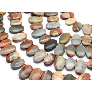 Бусины из яшмы уральской овал 20*30мм, 22*35мм, 40см, 19 бусин