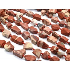 Бусины из яшмы красной галтовка 15*20мм-20*30мм, 44см, 16 бусин