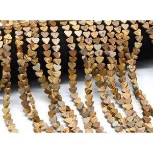 Бусины из яшмы сердце 7*6мм, 38см, 60 бусин