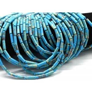 Бусины из варисцита трубочки 4*13мм, цвет голубой, 38см, 28 бусин (иск.)