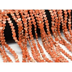 Бусины из варисцита сердце 7*6мм, цвет оранжевый, 38см, 60 бусин (иск.)