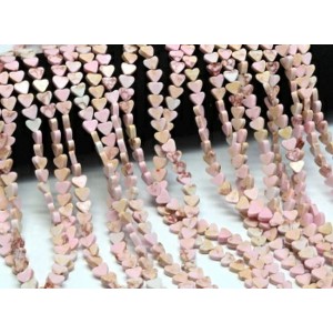 Бусины из варисцита сердце 7*6мм, цвет розовый, 38см, 60 бусин (иск.)