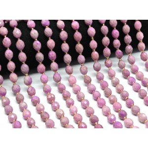 Бусины из кальцита овал с гранями 8*10мм цвет кунцит, 37мм, 32 бусины