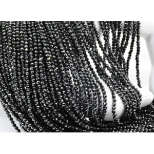 Бусины "алмазное стекло" шарик гр.2мм цвет черный, 37см, 180 бусин (иск.)
