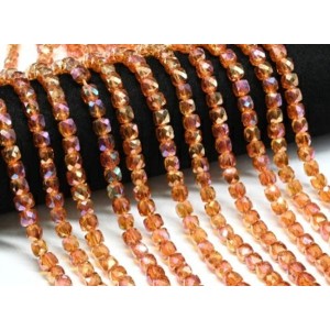 Бусины из чешского стекла кубик гр.6мм цвет оранжевый, 40см, 60 бусин (иск.)