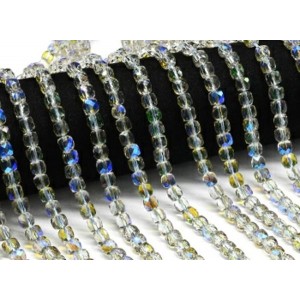 Бусины из чешского стекла кубик гр.6мм цвет мятный хамелеон, 40см, 60 бусин (иск.)