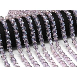 Бусины из чешского стекла кубик гр.8мм цвет сиреневый, 39см, 49 бусин (иск.)
