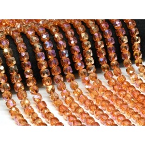Бусины из чешского стекла кубик гр.8мм цвет оранжевый, 39см, 49 бусин (иск.)